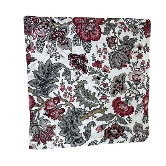 POTTERY BARN Euro Pillow Cover PALAMPORE FLORAL Red/Tan Linen/Cotton 30” Square - Picture 1 of 5